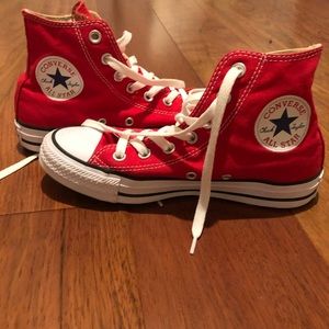 Red converse high tops